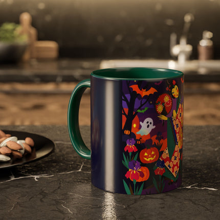 🌙🎃 The Moonlit Garden Masquerade Colorful Mug – Floral Halloween Charm