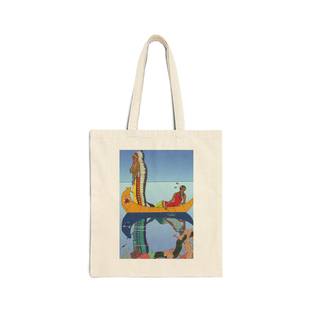 Le long du Missouri (Indian couple on the Missouri River) by George Barbier Cotton Canvas Tote Bag