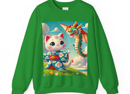 Geisha Kitten and the Dragon Kite Heavy Blend™ Crewneck Sweatshirt