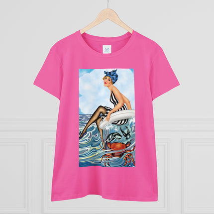 Playful Waves and Fashion Follies Women's Midweight Cotton Tee