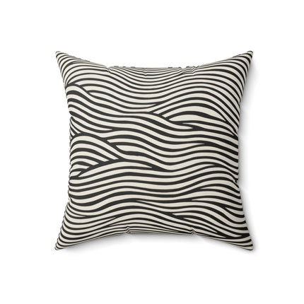 Wave Pattern on White Spun Polyester Square Pillow