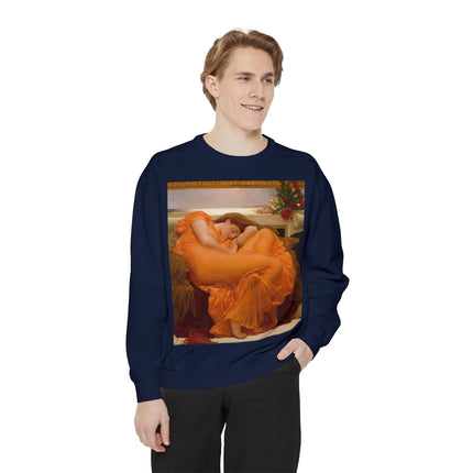 Flaming June by Frederic Leighton Unisex Garment-Dyed Sweatshirt