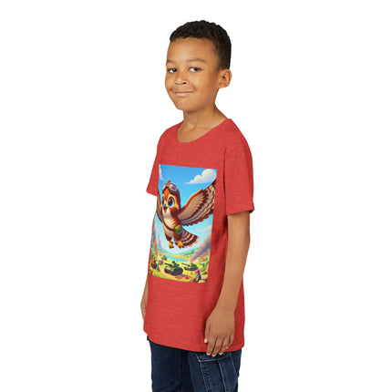 Red-Tailed Hawk in Battle Youth Short Sleeve Tee