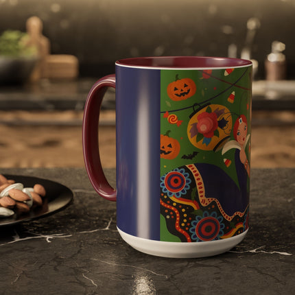 🏮🎃 The Lady Of Halloween Lanterns Colorful Mug – Colorful Art Deco Halloween Charm