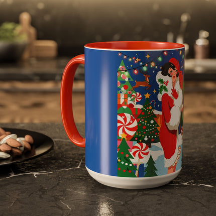 🦌🍬 The Lady Of The Peppermint Christmas Garden Colorful Mug – Colorful Art Deco Holiday Fantasy