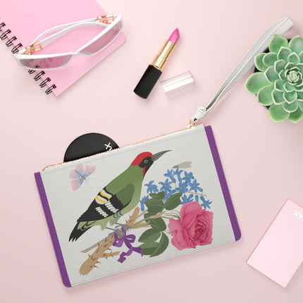 Woodpecker & Rose Clutch Bag – Charming Beauty & Refined Simplicity