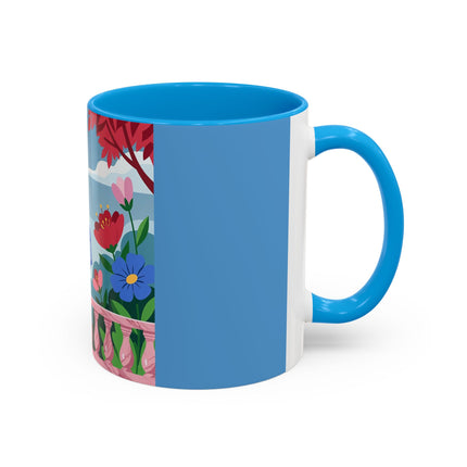 The Lady Of The Blossoming Terrace Colorful Mugs – Art Deco Floral Garden Elegance