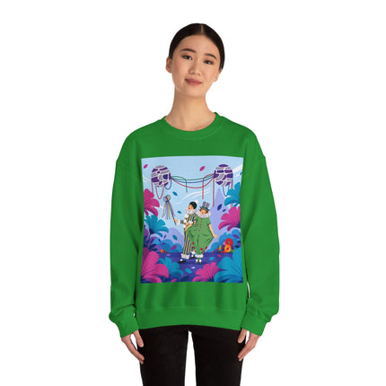 🎭🌸 The Garden Masquerade Crewneck Sweatshirt – Art Deco Floral Whimsy