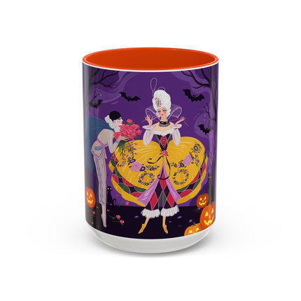 🎭🌹 The Harlequin Rose Masquerade Colorful Mug – Theatrical Halloween Romance