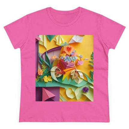 Origami Bicycle Women's Midweight Cotton Tee