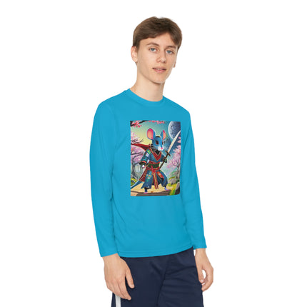 Cyber Samurai Rat Youth Long Sleeve Competitor Tee – Neon Warriors & Futuristic Adventure