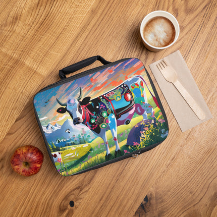 Cyber Glitch Cow Lunch Bag