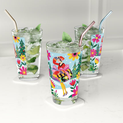 🌸🎄 Christmas In The Winter Garden Pint Glass – Whimsical Holiday Fantasy