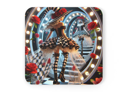 Halloween Witch Through the Mirror Cork Back Coaster