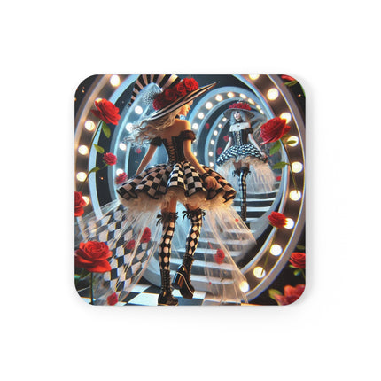 Halloween Witch Through the Mirror Cork Back Coaster