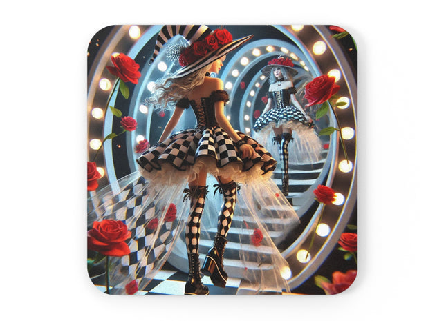 Halloween Witch Through the Mirror Cork Back Coaster