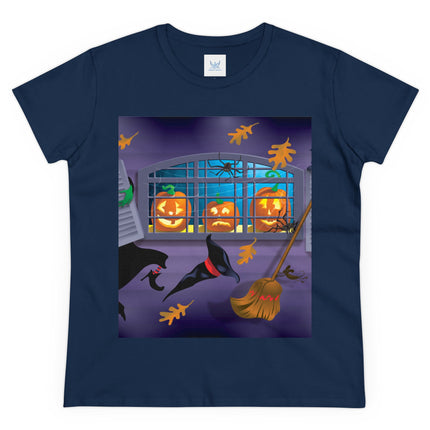 Whimsical Halloween Mischief Women's Midweight Cotton Tee