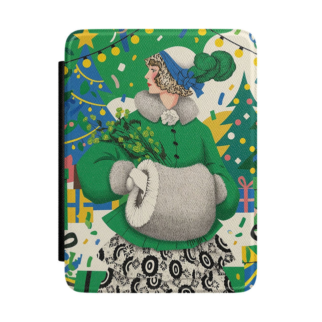 🍀🎄 The Emerald Holly Christmas Kindle Case – Art Deco Holiday Elegance