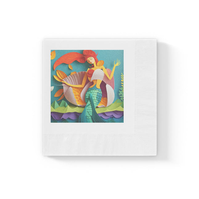 Charming Mermaid White Coined Napkins