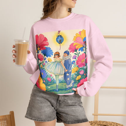 🌸🏮 The Lantern Garden Stroll Crewneck Sweatshirt – Art Deco Floral Whimsy