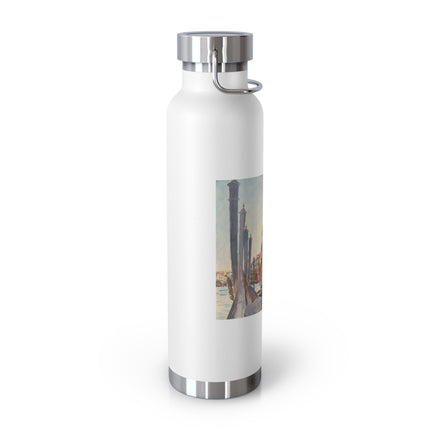 Gondola Moorings on the Grand Canal by John Singer Sargent Copper Vacuum Insulated Bottle, 22oz