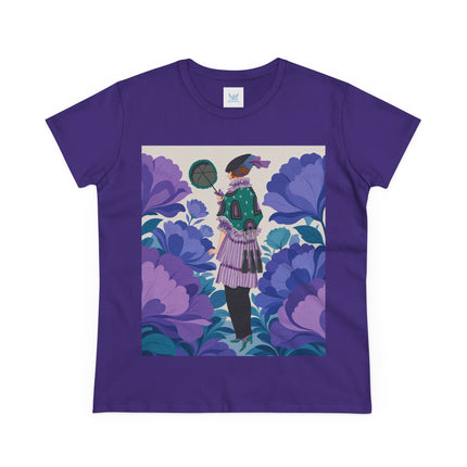 💜🌸 The Violet Garden Promenade Cotton Tee – Art Deco Floral Fashion