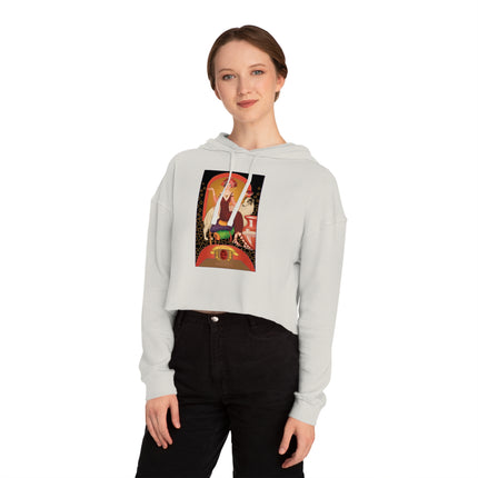 January & Garnet (from the Gem Series) by Sofia Chiostri Women’s Cropped Hooded Sweatshirt