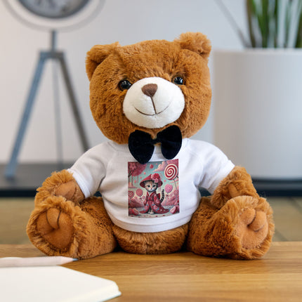 Whimsical Geisha Kitten in a Valentine Garden Teddy Bear with T-Shirt