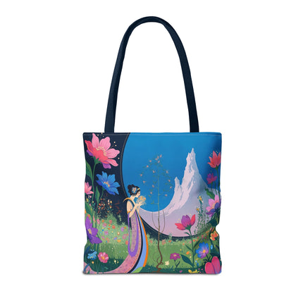 🌸🏔️ The Lady Of The Mountain Garden Tote Bag – Art Deco Floral Fantasy