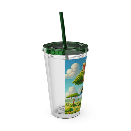 Giraffe Lookout Sunsplash Tumbler with Straw, 16oz