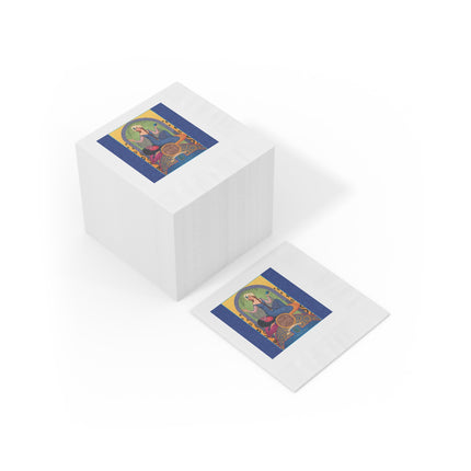 December & Tanzanite Zodiac White Coined Napkins
