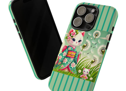 Geisha Kitten and the Dandelion Phone Cases