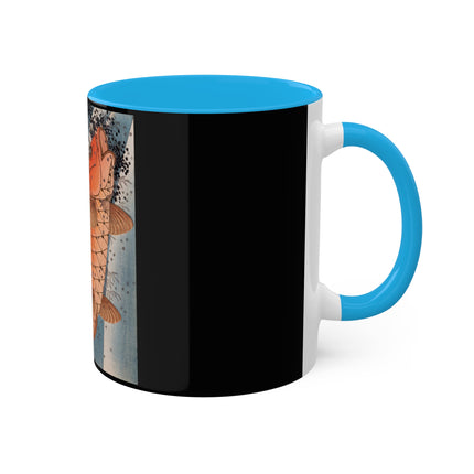 Carp Swimming up a Waterfall by Yashima Gakutei Colorful Mugs, 11oz