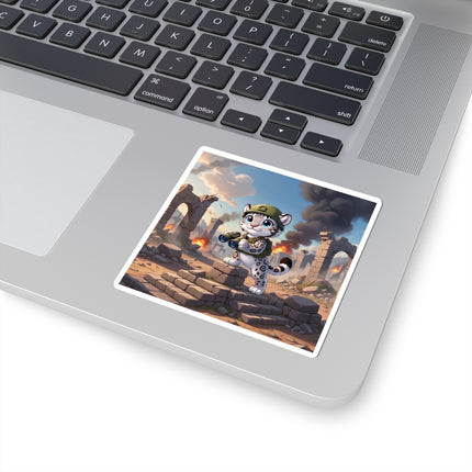 🐆🔭 The Snow Leopard Lookout Kiss-Cut Sticker – Adventure, Curiosity & Fearless Style