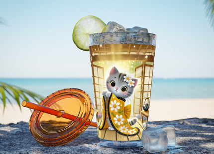 Playful Kitten in the Tea Room Sunsplash Tumbler with Straw, 16oz