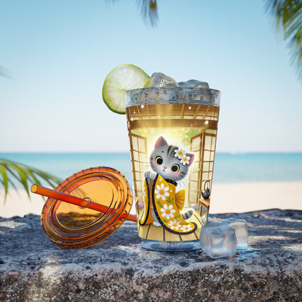 Playful Kitten in the Tea Room Sunsplash Tumbler with Straw, 16oz