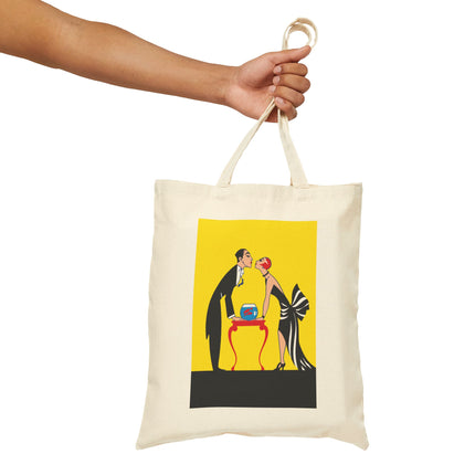 A Moment of Elegance: A Passionate Embrace Amidst Golden Splendor Cotton Canvas Tote Bag