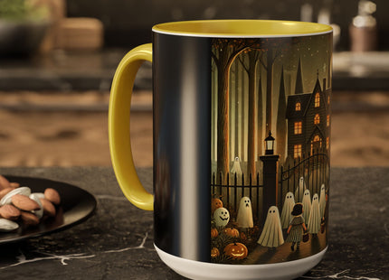 Ghostly Welcome – A Halloween Night Colorful Mugs (11oz, 15oz)