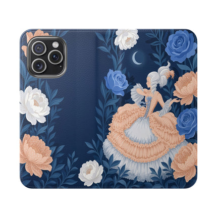 🌙🌸 The Lady Of The Moonlit Flowers Flip Case – Art Deco Floral Reverie