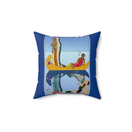 Le long du Missouri (Indian couple on the Missouri River) by George Barbier Spun Polyester Square Pillow