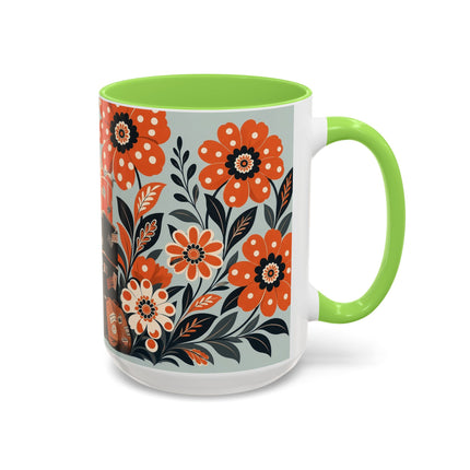 🧳🌼 The Grand Floral Voyage Colorful Mug – Art Deco Travel Elegance
