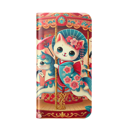 🎠🌸 Geisha Kitten's Enchanted Carousel Flip Case – Whimsical Dreams & Cherry Blossom Magic