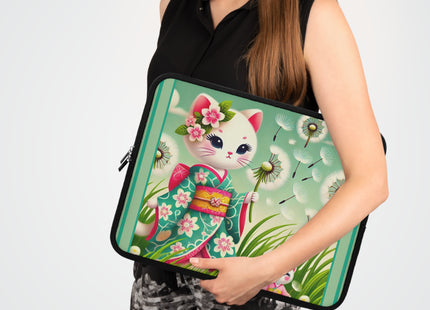Geisha Kitten and the Dandelion Wish Laptop Sleeve