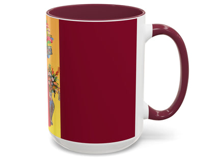 Elegant Holiday Woman with Gifts Colorful Mugs (11oz, 15oz)