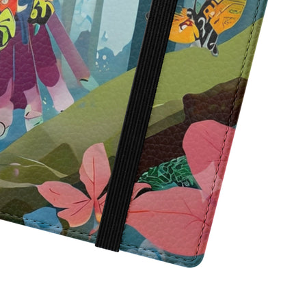🦖🦋 Colorful Raptor Flip Case – Butterfly Wonder & Forest Adventure
