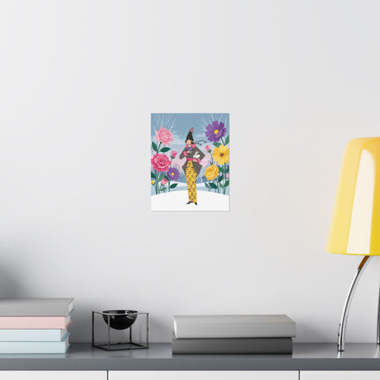 🌸🐇 The Lady Of The Winter Rabbit Garden Matte Vertical Poster – Art Deco Floral Fashion