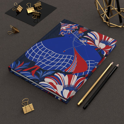 💙🌺 The Lady Of The Royal Blossom Garden Hardcover Journal – Art Deco Floral Splendor