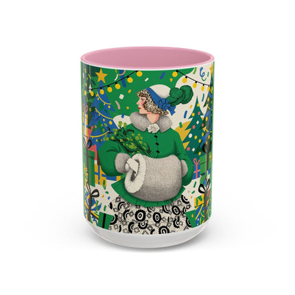 🍀🎄 The Emerald Holly Christmas Colorful Mug – Art Deco Holiday Elegance