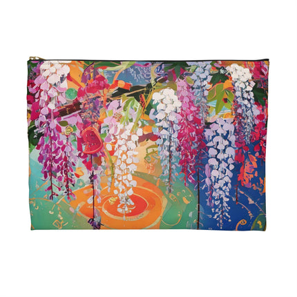 Golden Wisteria Elegance Accessory Pouch – Klimt Inspired Japanese Art Nouveau Design