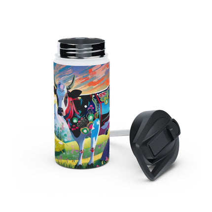 Cyber Glitch Cow Stainless Steel Water Bottle